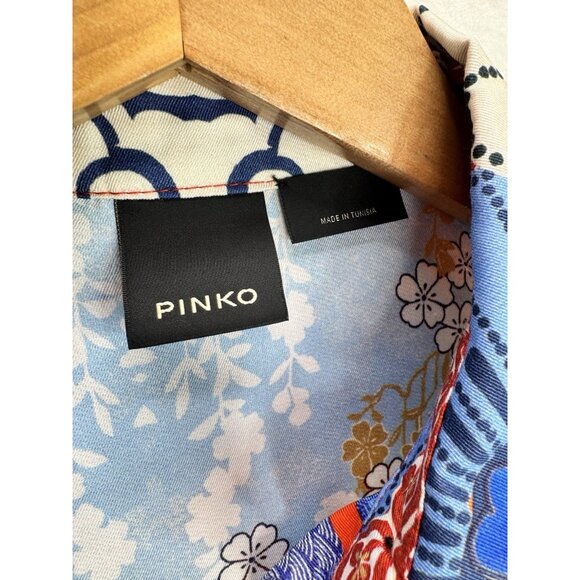 Pinko Women's Button Up Multi-Print Shirt Geometric Floral Size 2 - Picture 7 of 12